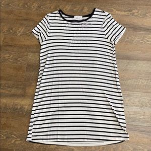 Black and white striped T-shirt dress